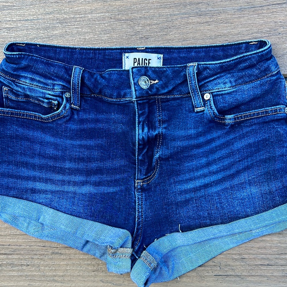 Paige Jimmy Jimmy Short Raw Hem Cuff Retro 2000s Denim Shorts Mid Rise Relaxed